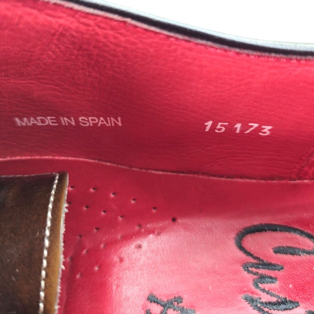 Mezlan Custom Mens 11.5 Brown Polished Leather Wingtip Oxfords Dress Shoes Spain - Picture 13 of 15